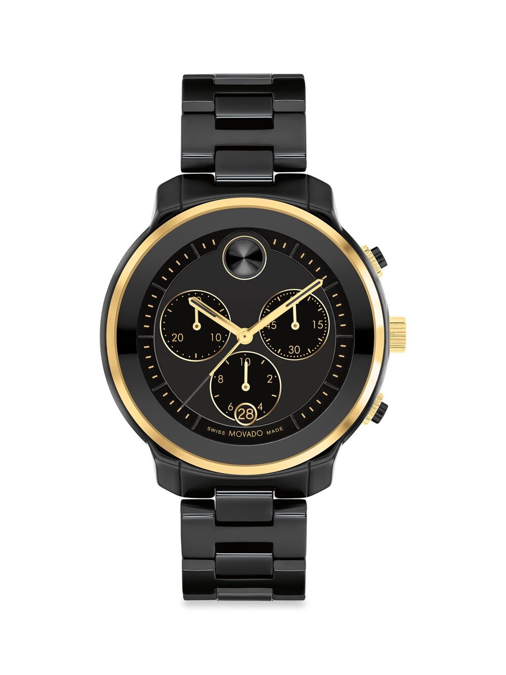 

Яркие часы Verso Goldtone из нержавеющей стали и керамики Movado, черный