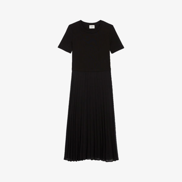 Платье-футболка Telistaff со складками из хлопка Claudie Pierlot, цвет noir / gris