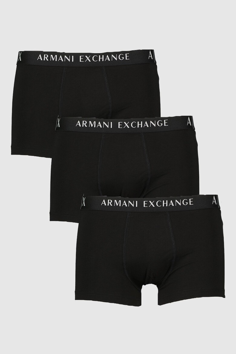 

Боксеры с логотипом на поясе - 3 пары Armani Exchange, черный