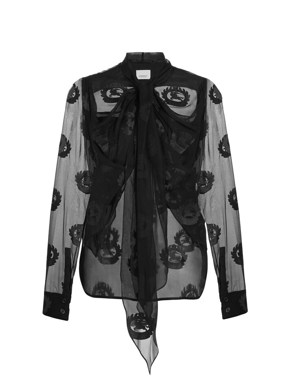 

Блузка из смесового шелка Equestrian Knight Burberry, черный