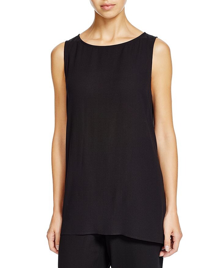 

Миниатюрная шелковая майка с высоким/низким вырезом Eileen Fisher Petites