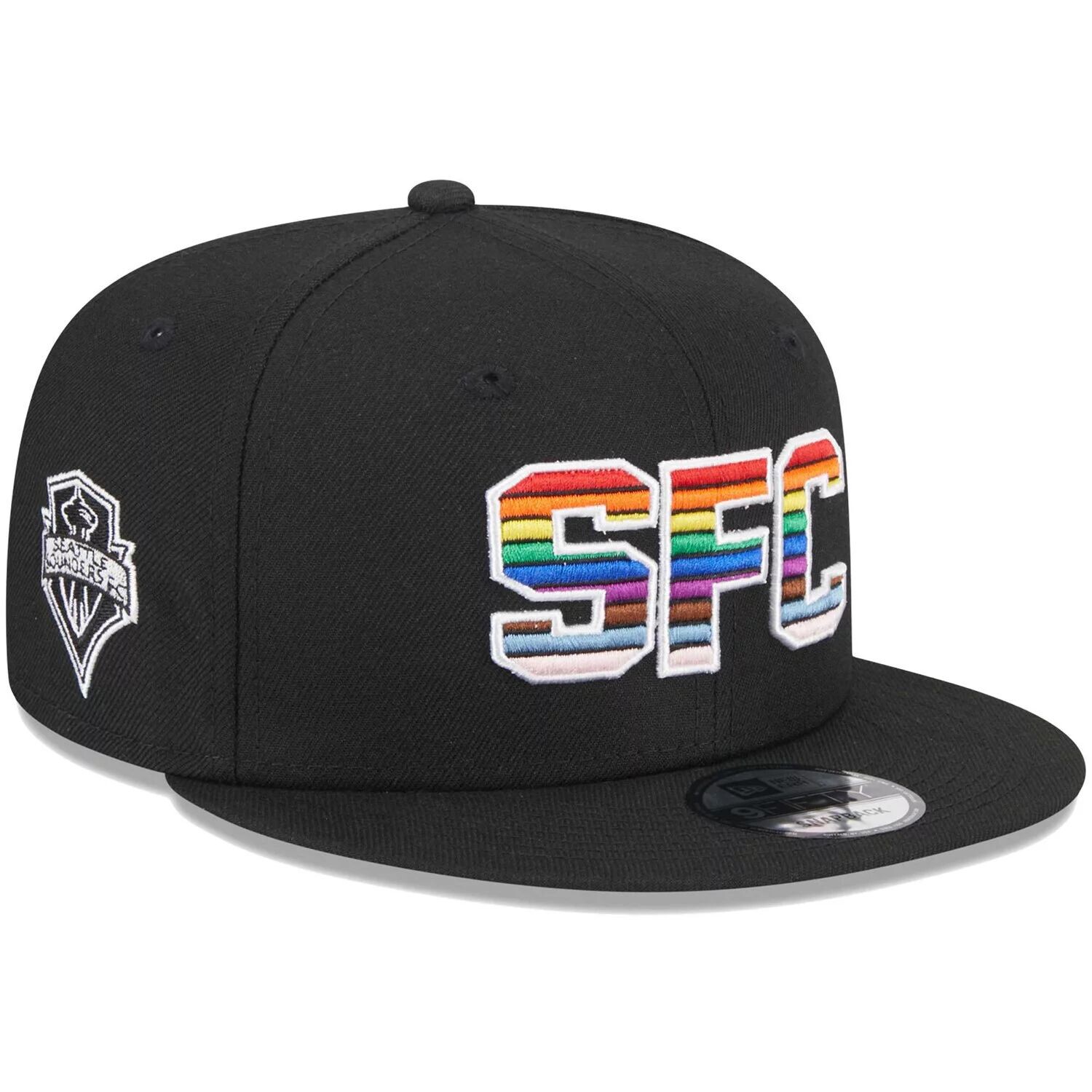 

Мужская черная кепка New Era Seattle Sounders FC Pride 9FIFTY Snapback