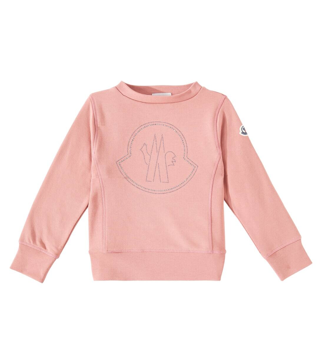 

Свитшот из хлопкового джерси с логотипом и заклепками Moncler Enfant, розовый