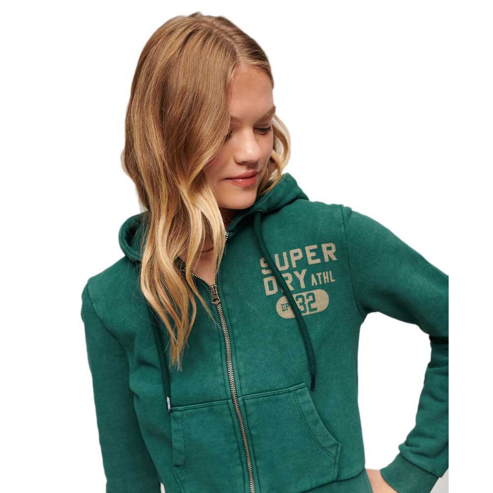 

Толстовка Superdry Athletic Essential Crop Full Zip, зеленый