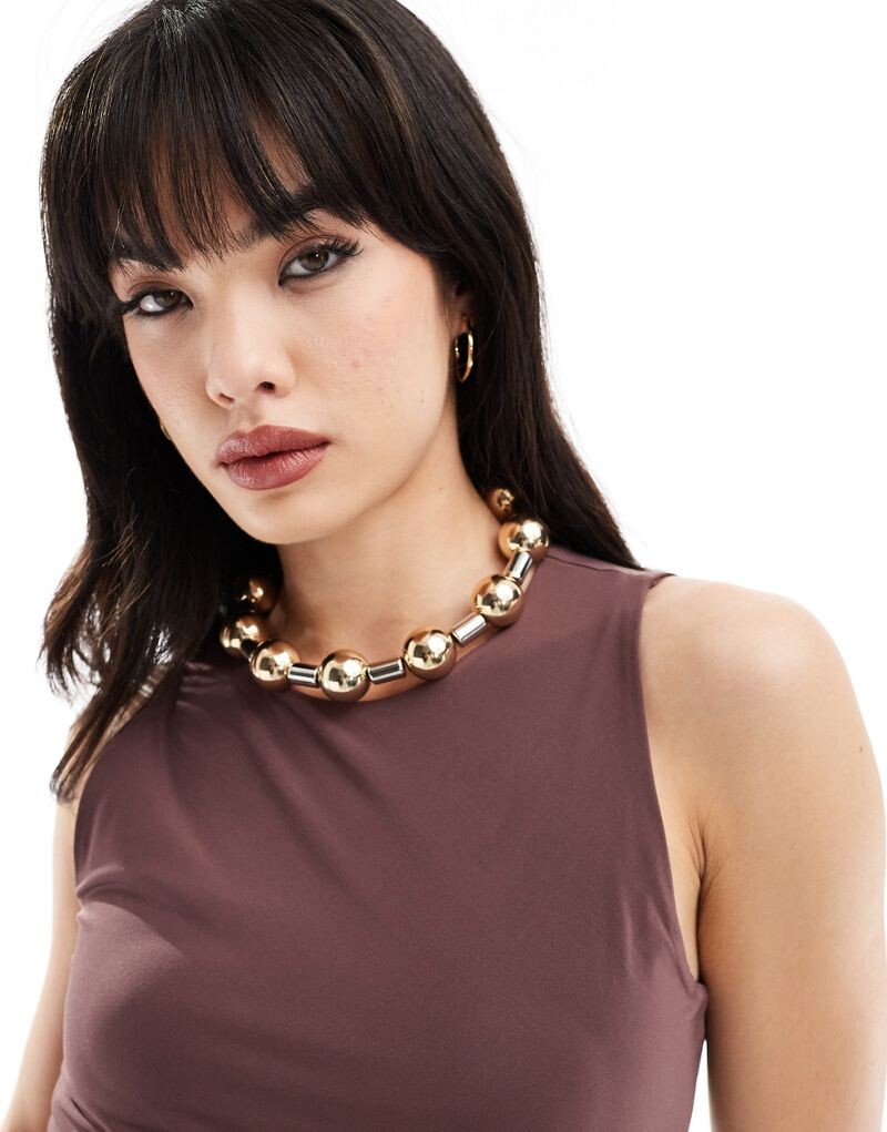 

Колье ASOS DESIGN из смешанного металла с шариками и перекладинами