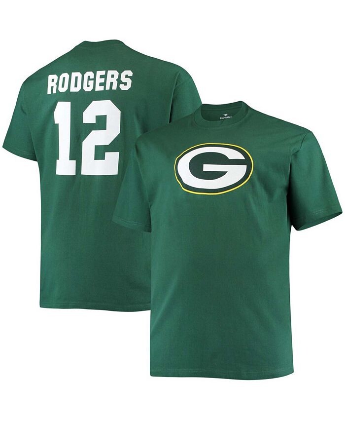 

Мужская футболка Big and Tall Aaron Rodgers Green Green Bay Packers с именем и номером игрока Fanatics, зеленый