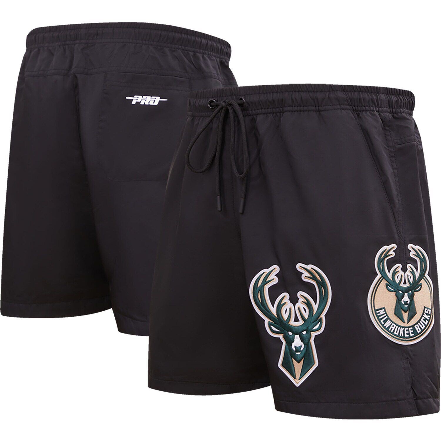 

Мужские классические тканые шорты Pro Standard черного цвета Milwaukee Bucks Classics