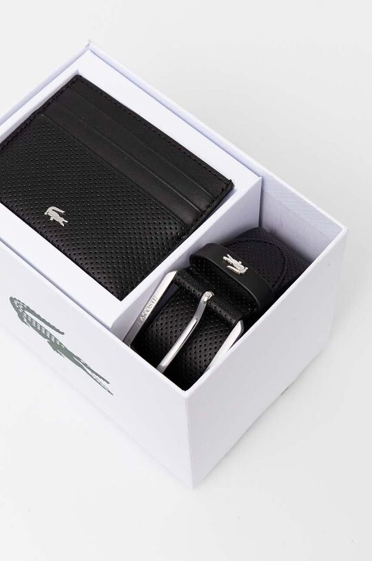 

Футляр для карточек и кожаный ремешок Lacoste, черный