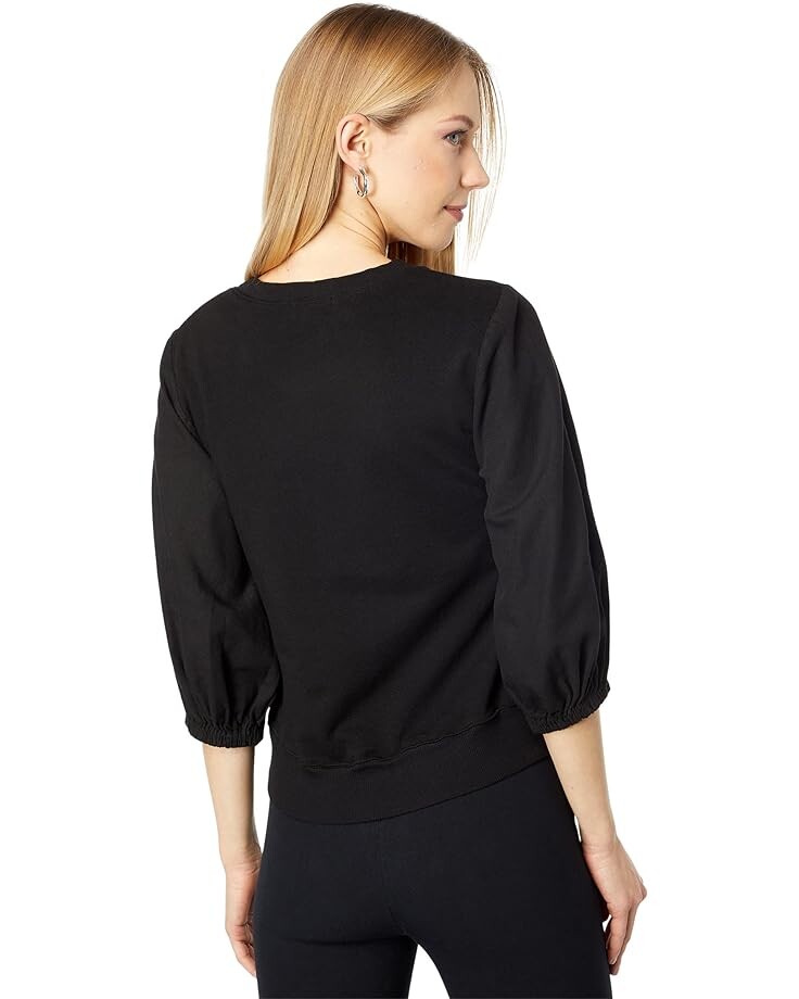

Толстовка MONROW Knit Woven Puff Sleeve Sweatshirt, черный