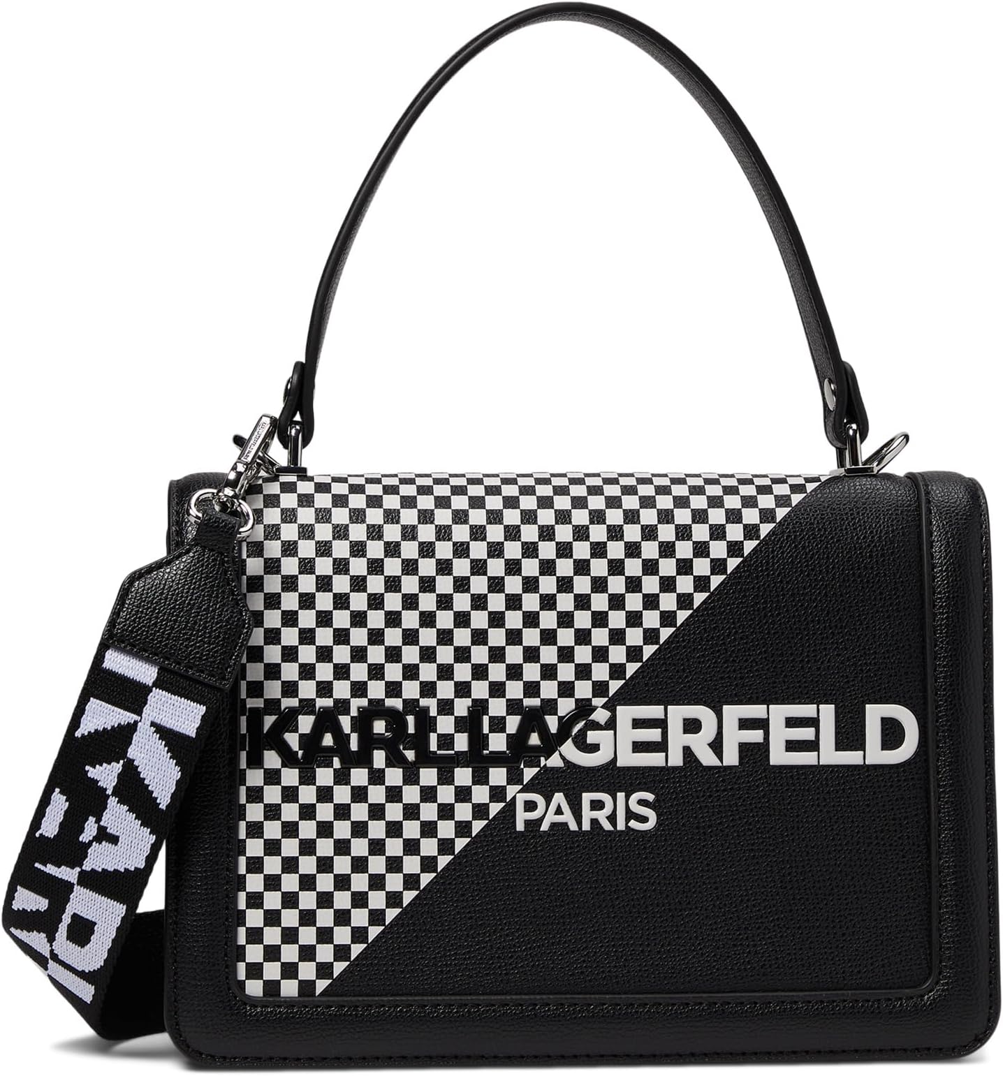 Сумка Simone Front Flap Crossbody Karl Lagerfeld Paris, цвет Black/White/Black форинская сумка karl lagerfeld paris цвет black white