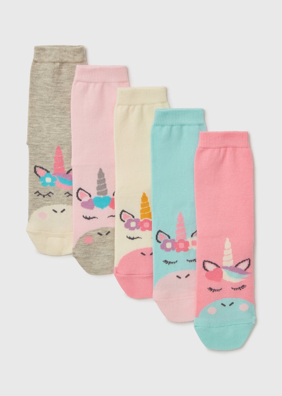 Комплект из 5 детских носков до щиколотки с единорогом (от 6 до 5,5 лет)
