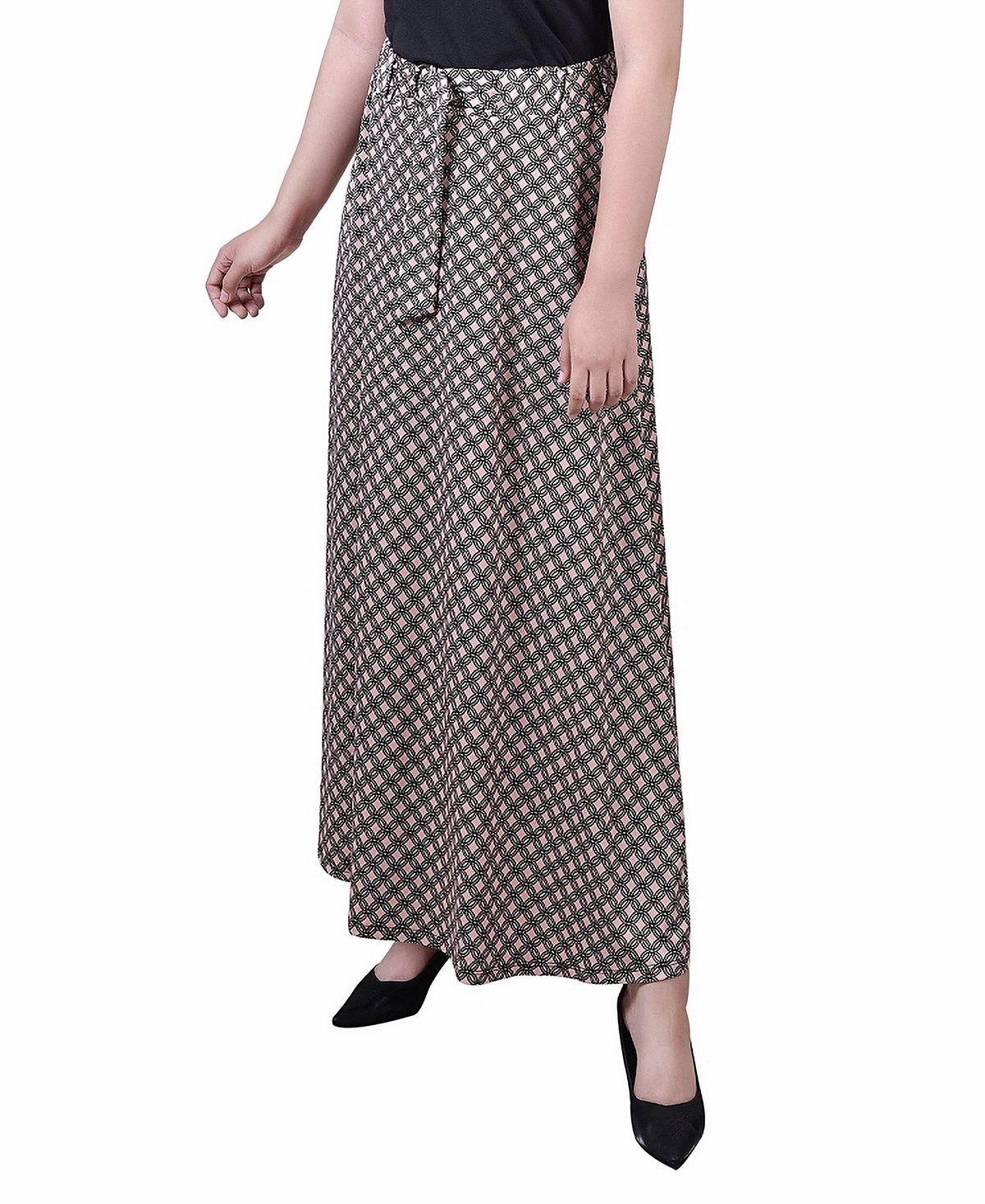 Миниатюрная длинная юбка с поясом и принтом NY Collection миниатюрная длинная юбка с поясом на талии ny collection мульти