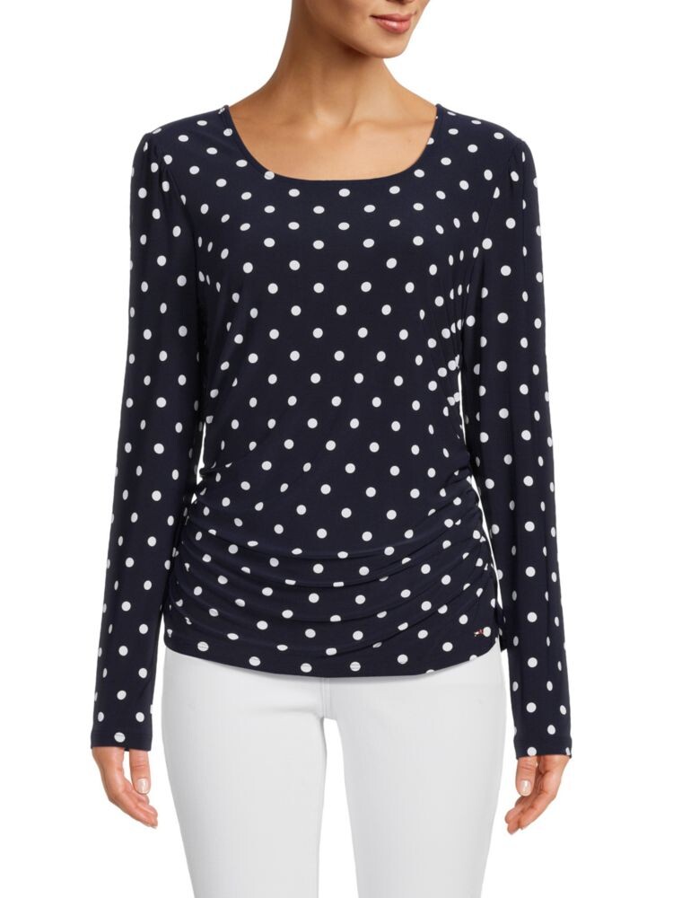

Топ в горошек со сборками Tommy Hilfiger, цвет Midnight Ivory