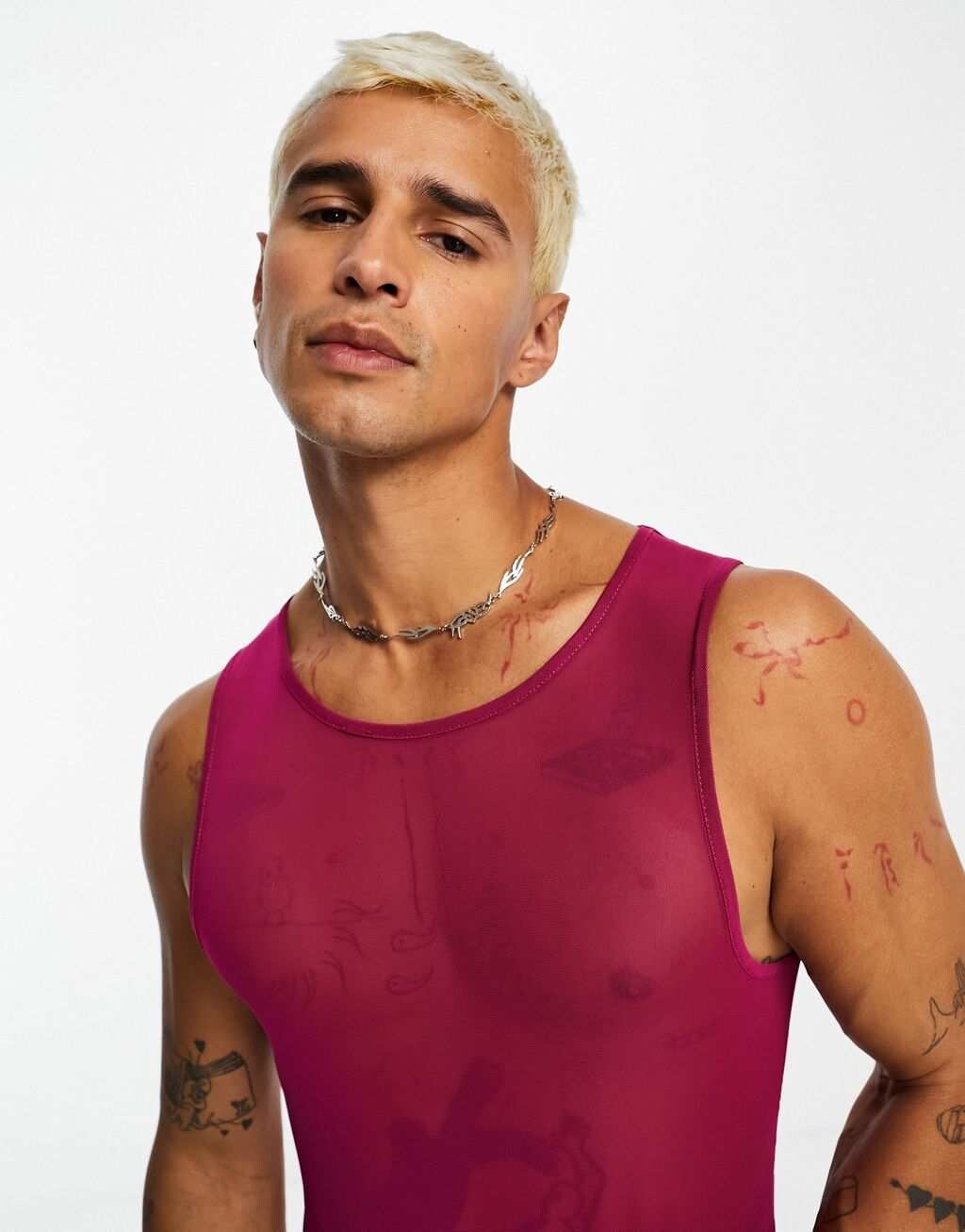 

Розовое боди из сеточки ASOS DESIGN