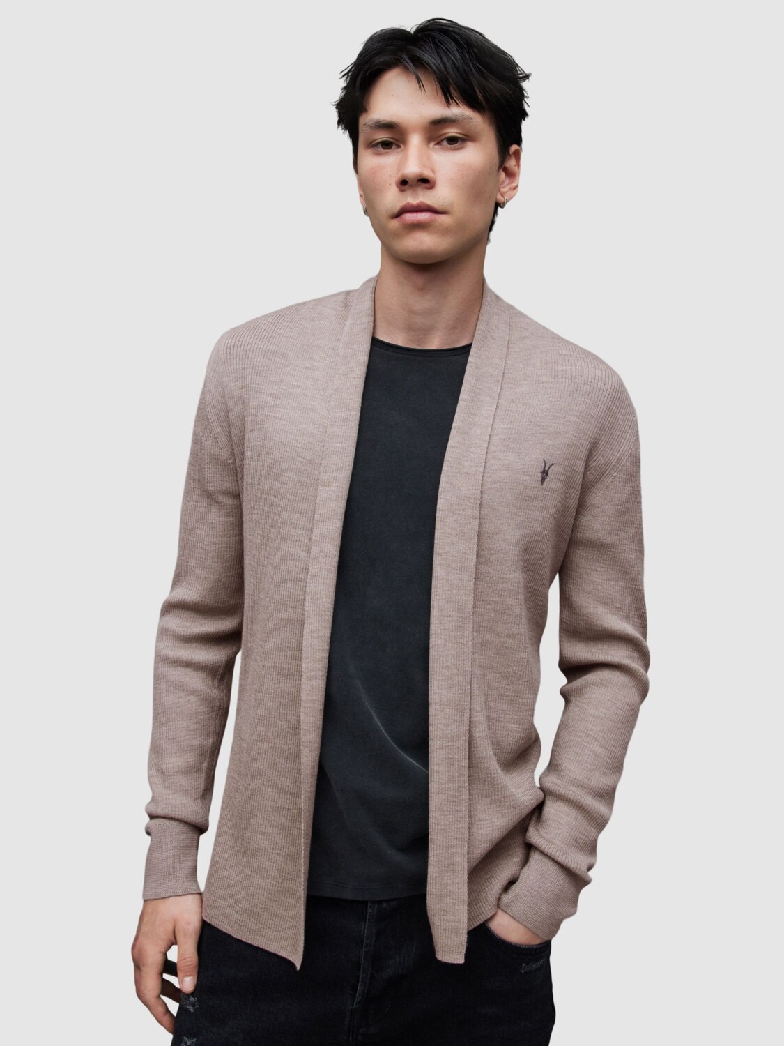 

Кардиган AllSaints Mode Merino, темно-серо-коричневый цвет