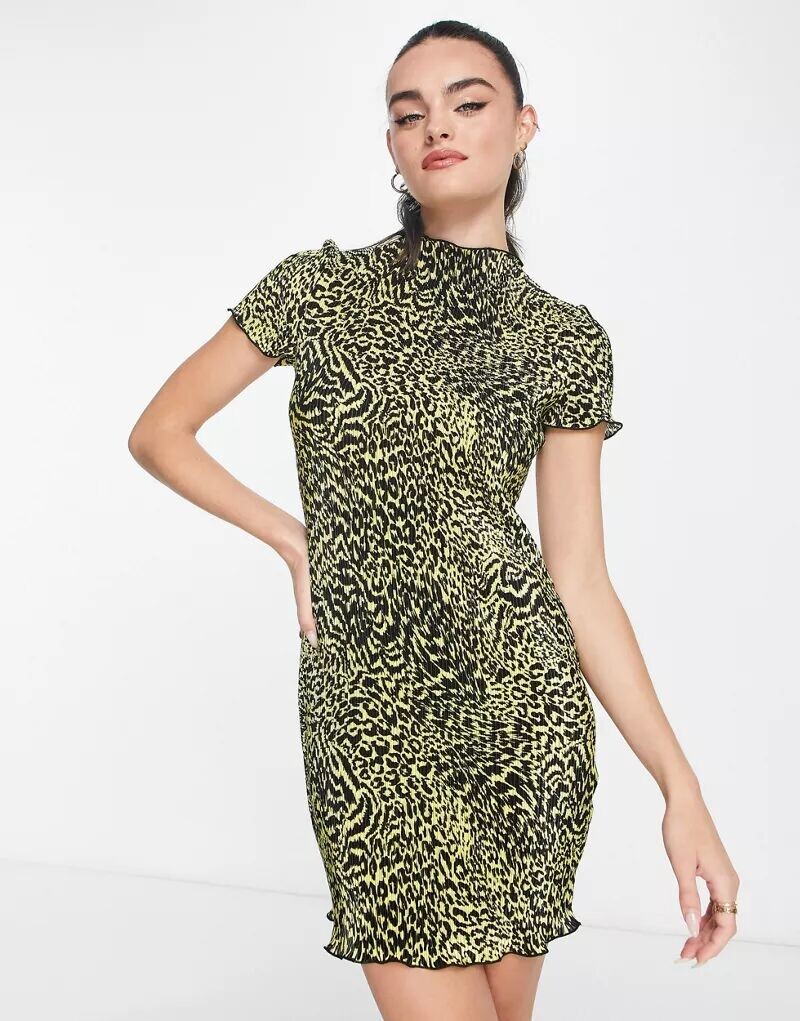 

Желтое укороченное платье-футболка со складками ASOS
