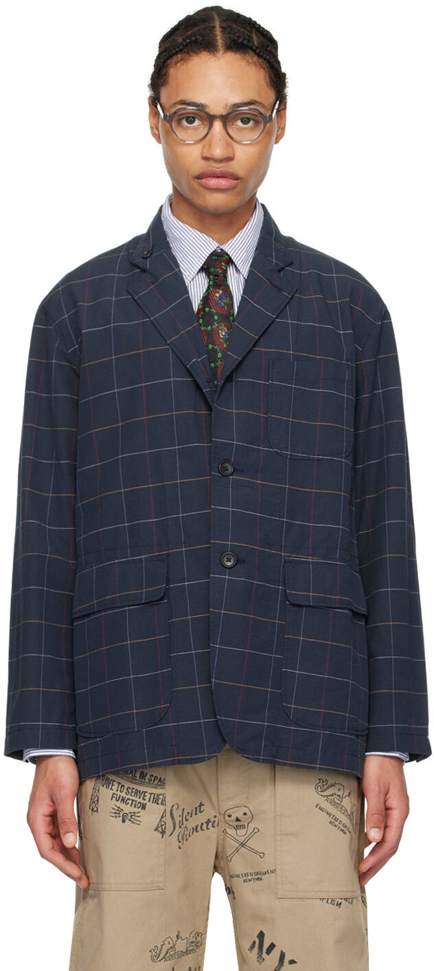 

Темно-синий пиджак в клетку Engineered Garments