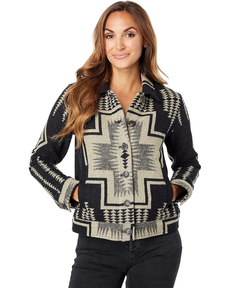 

Куртка Pendleton Willa Jacket, цвет Black/Tan Harding Jacquard