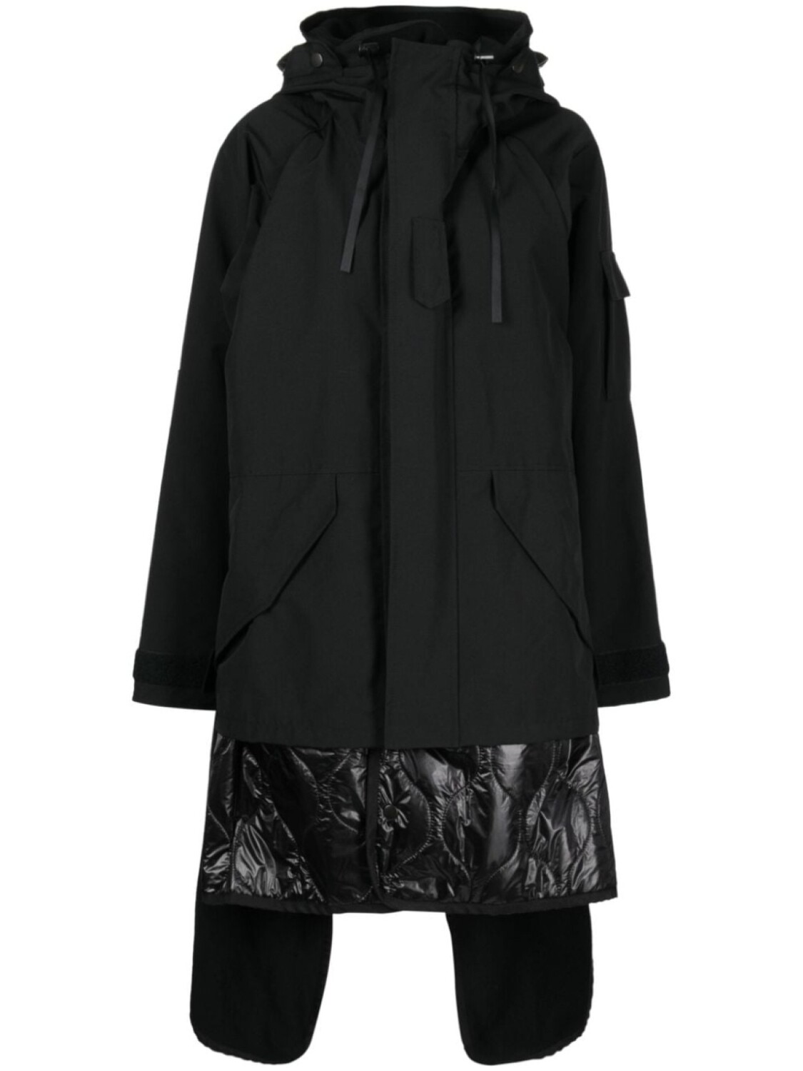 

Junya Watanabe layered hooded parka, черный