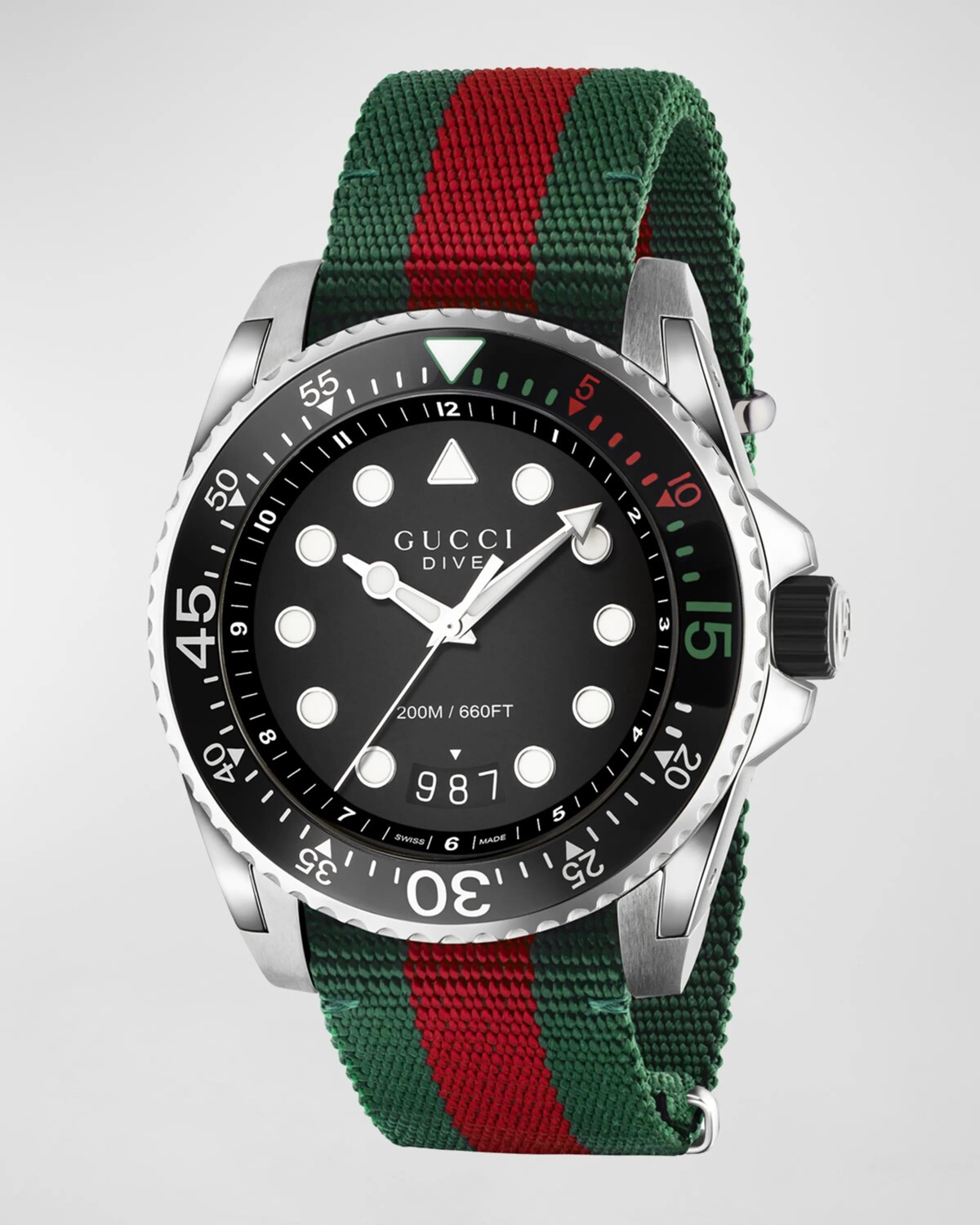 

Часы Gucci для дайвинга, 45 мм, с нейлоновым ремешком, цвет Green/Red
