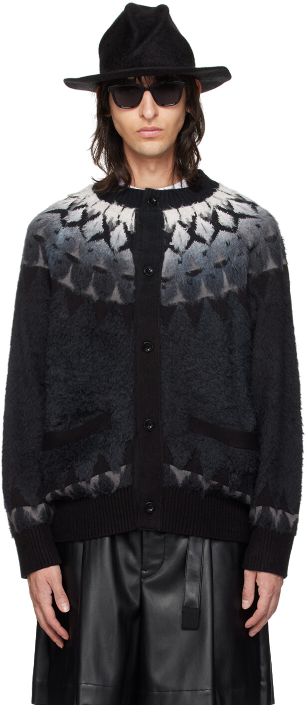 

Черный жаккардовый кардиган Sacai, цвет Black