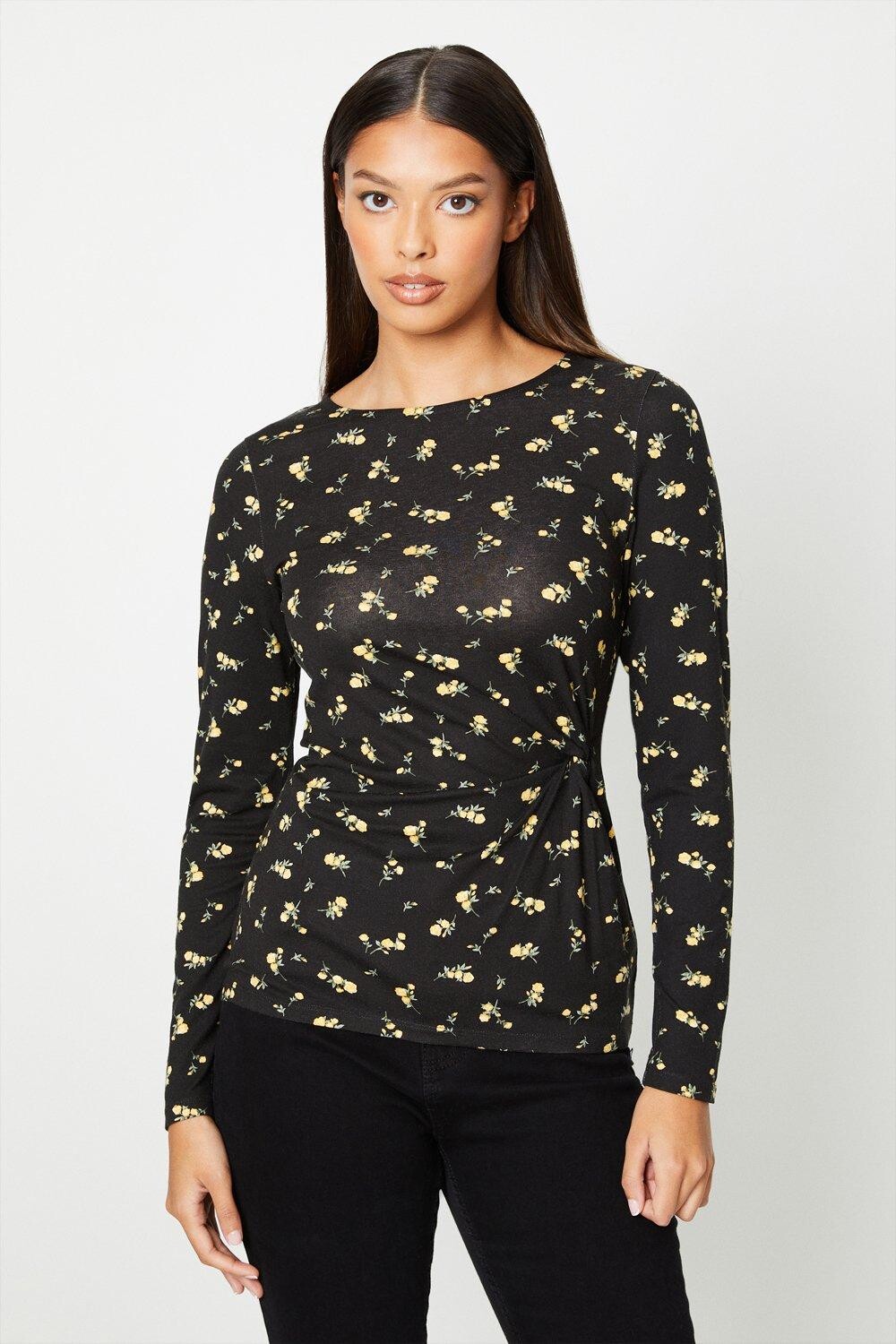 

Топ с длинными рукавами и завязками по бокам Dorothy Perkins, мультиколор