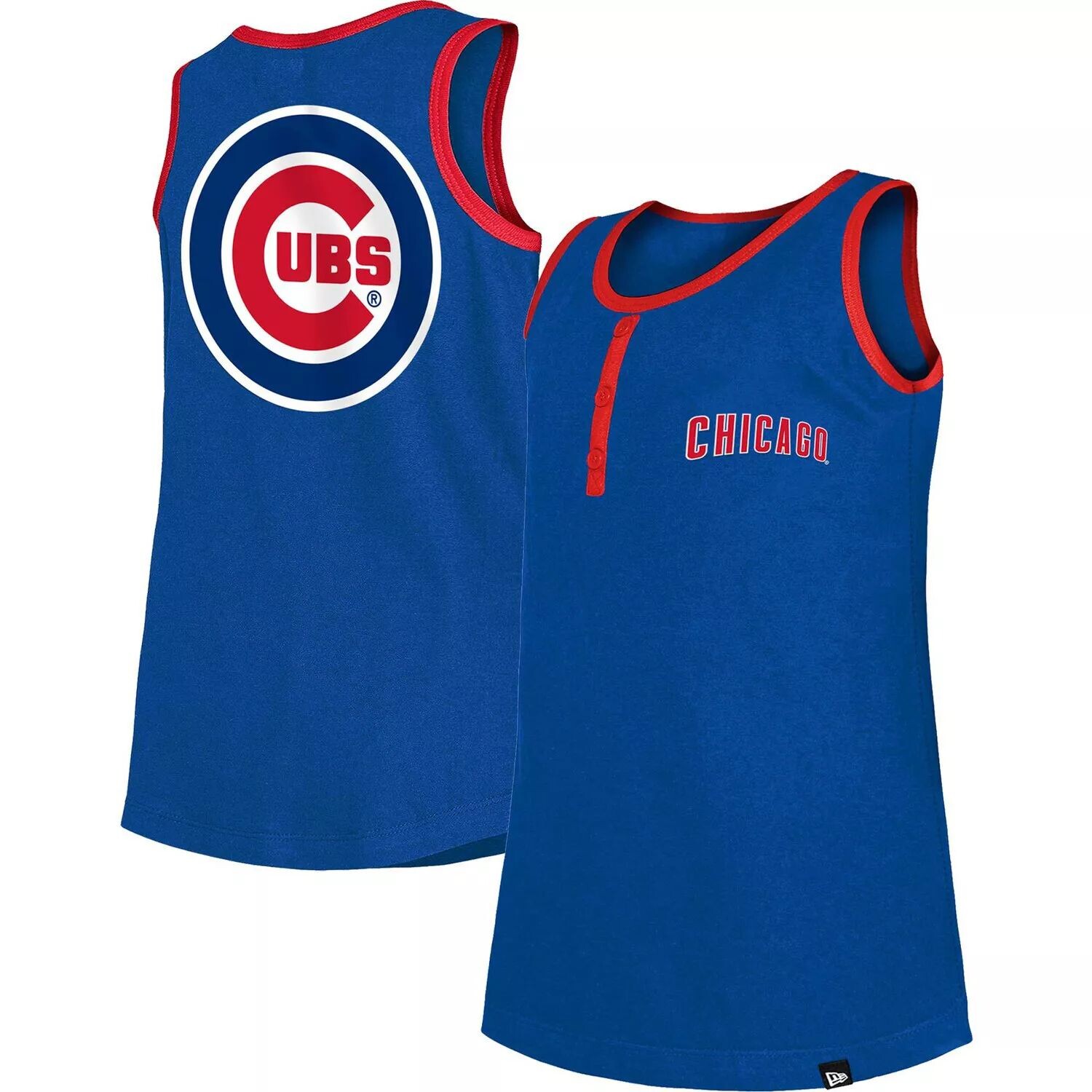 

Молодежная майка New Era Royal Chicago Cubs Henley для девочек New Era