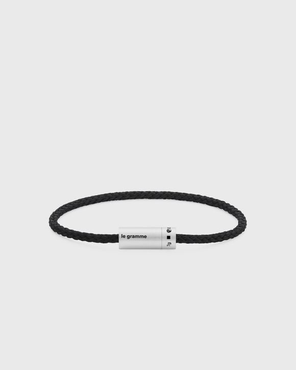 

Браслет Le Gramme 7G Brushed Sterling Silver Black Nato Cable Bracelet, черный