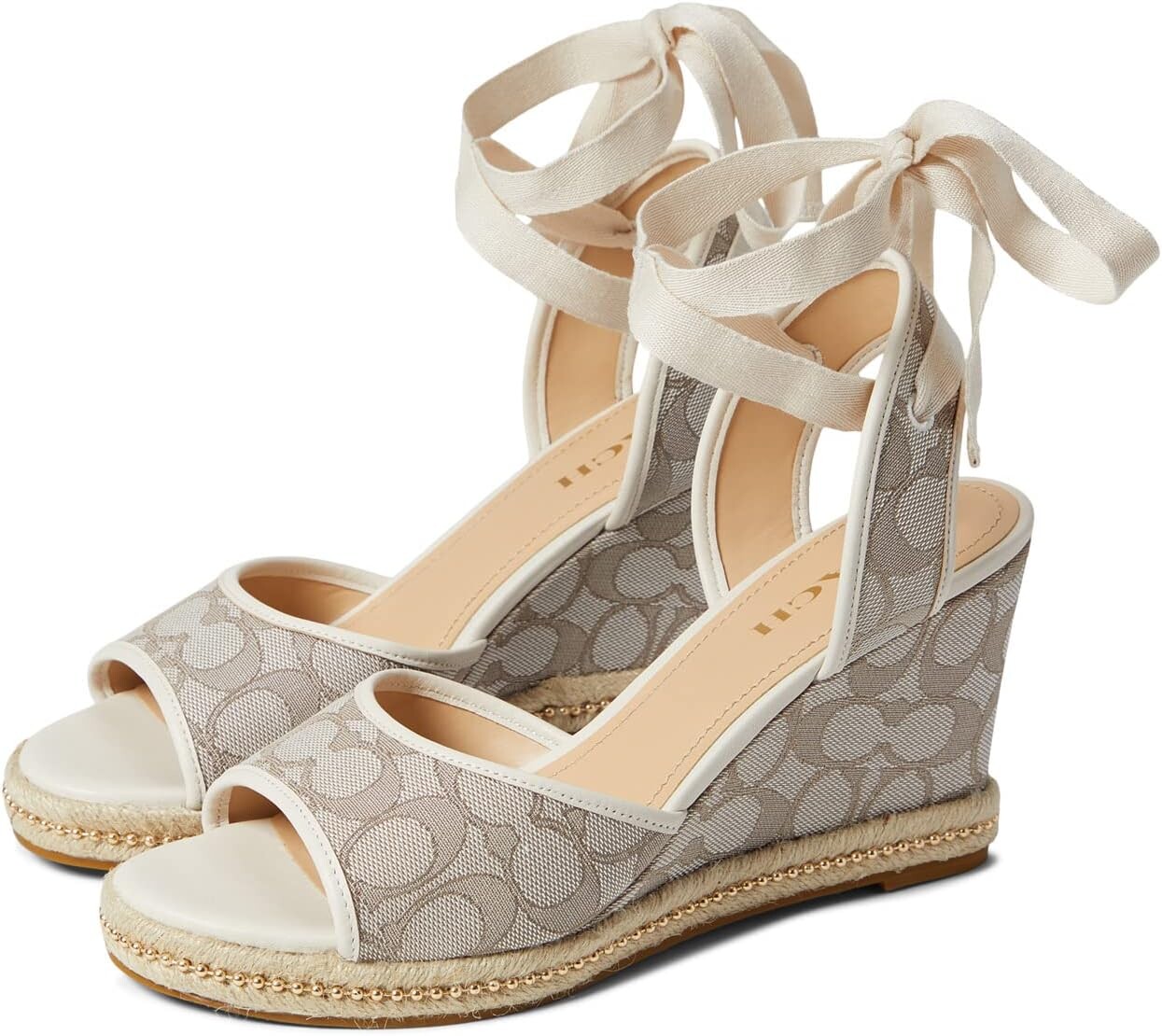 

Босоножки Page Jacquard Wedge COACH, бежевый