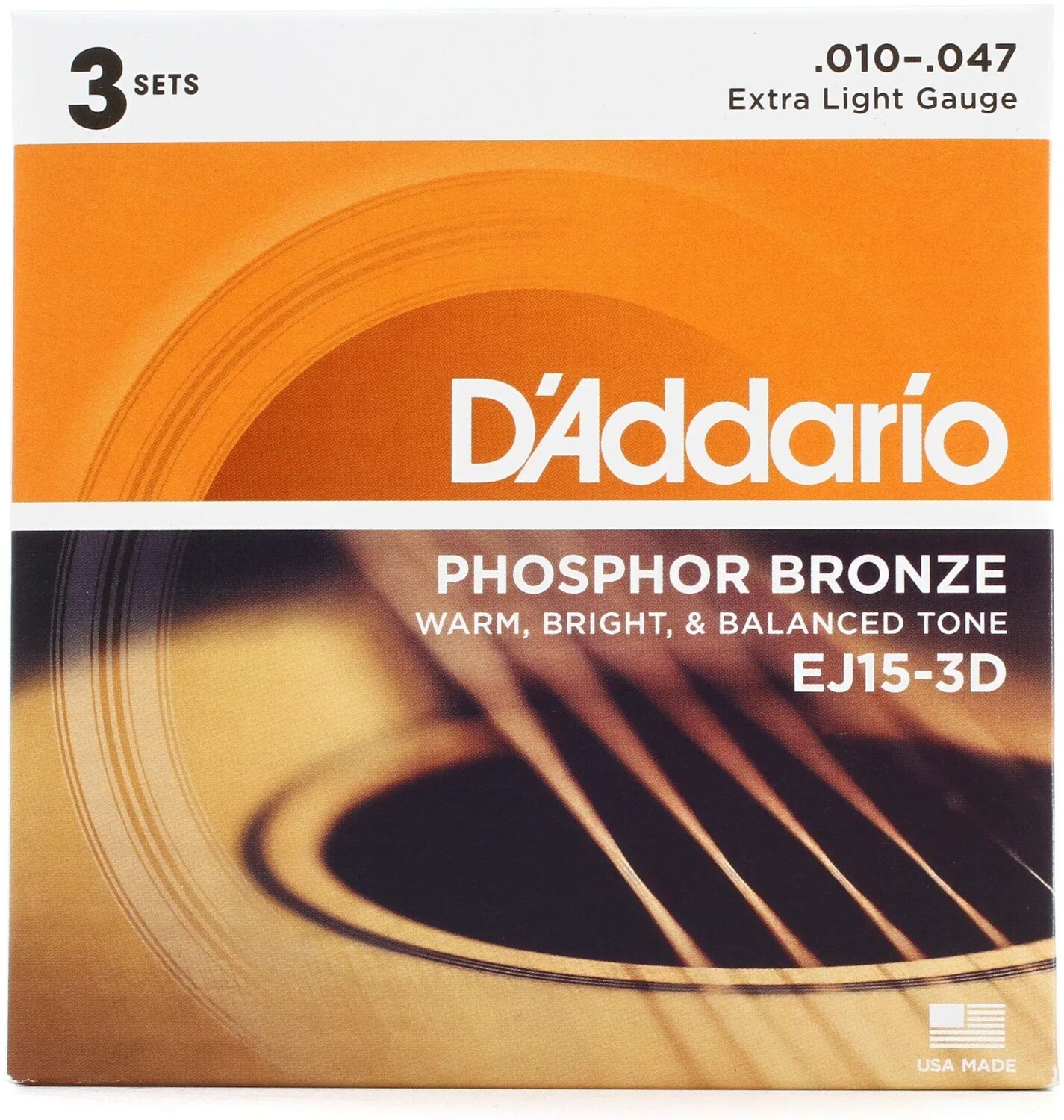 

Струны D'Addario EJ15 для акустической гитары из фосфористой бронзы — .010-.047 Extra Light (3 шт.)