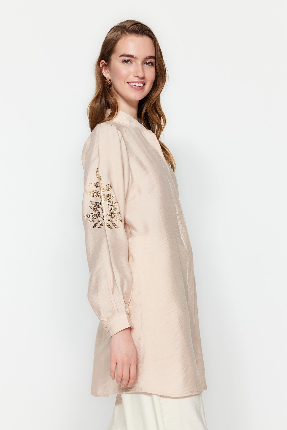 

Рубашка - Бежевая - Классический крой Trendyol Modest, бежевый