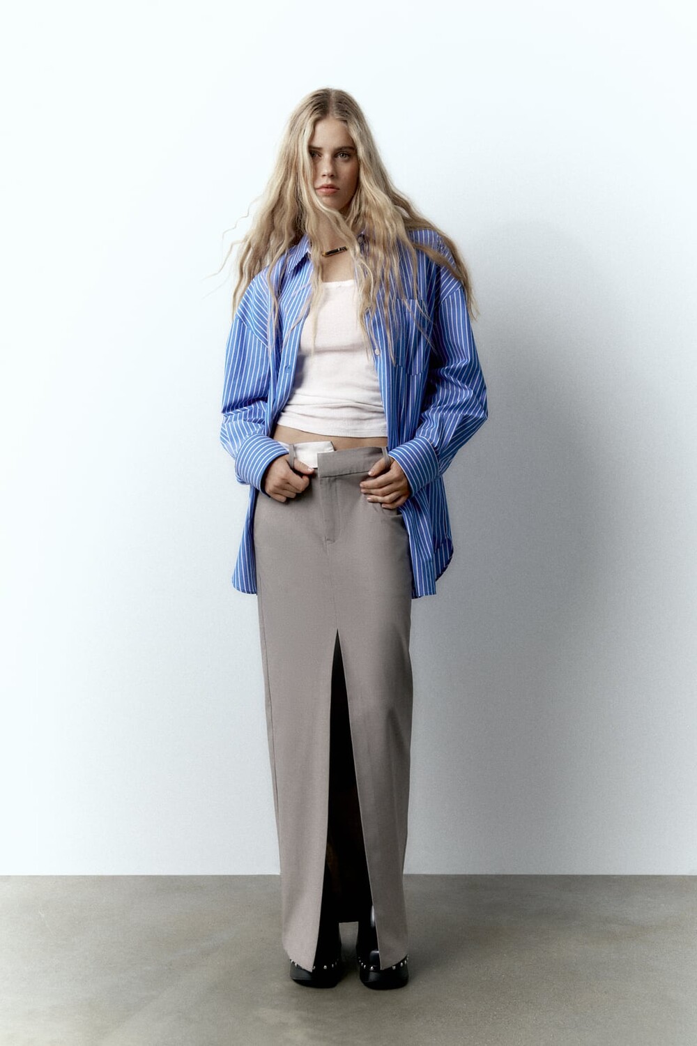 

Рубашка оверсайз ZARA, синий