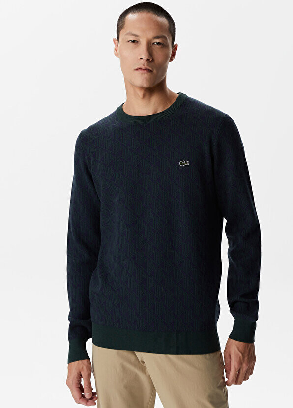 

Классический мужской трикотаж с круглым вырезом и монограммой, темно-синий Lacoste