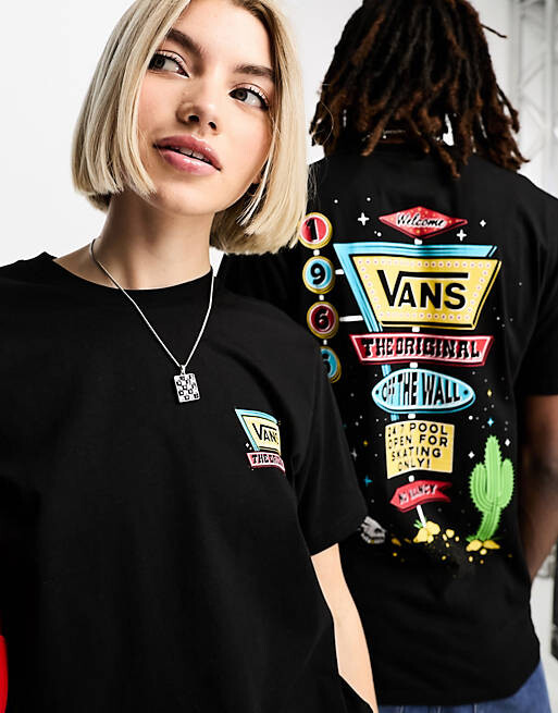 

Черная футболка унисекс с принтом на спине Vans, Черный