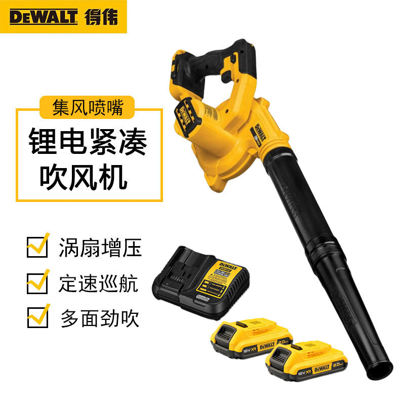 Литиевая батарея Dewalt 20 В, компактный фен, пылесборник, бытовой DCE100, две батареи и одна зарядка 5,0