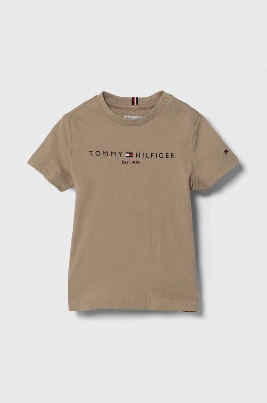 

Детская хлопковая футболка Tommy Hilfiger, бежевый