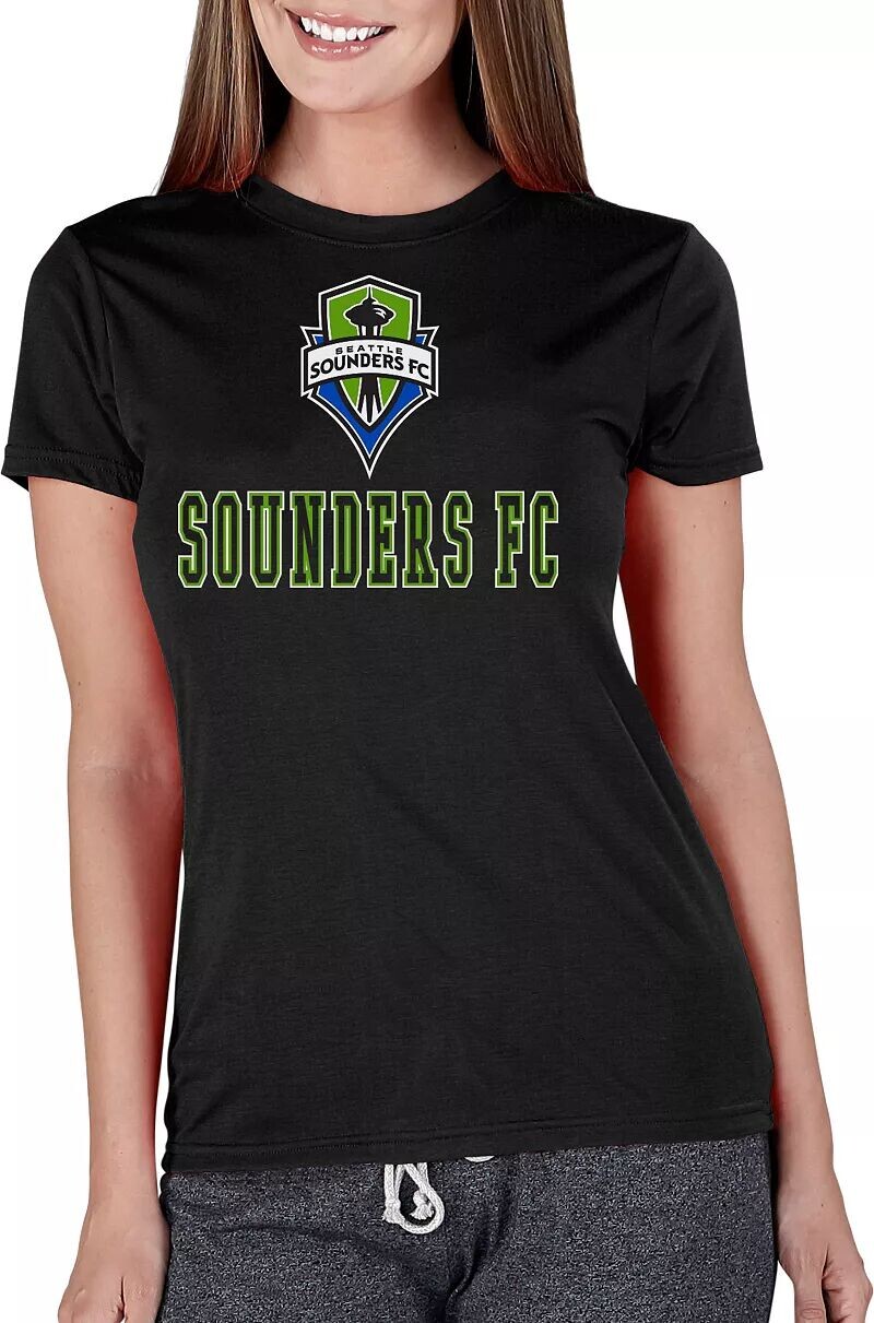 

Женская черная вязаная футболка Concepts Sport Seattle Sounders Marathon