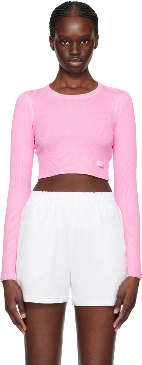 

Розовая футболка с длинным рукавом в рубчик Alexander Wang