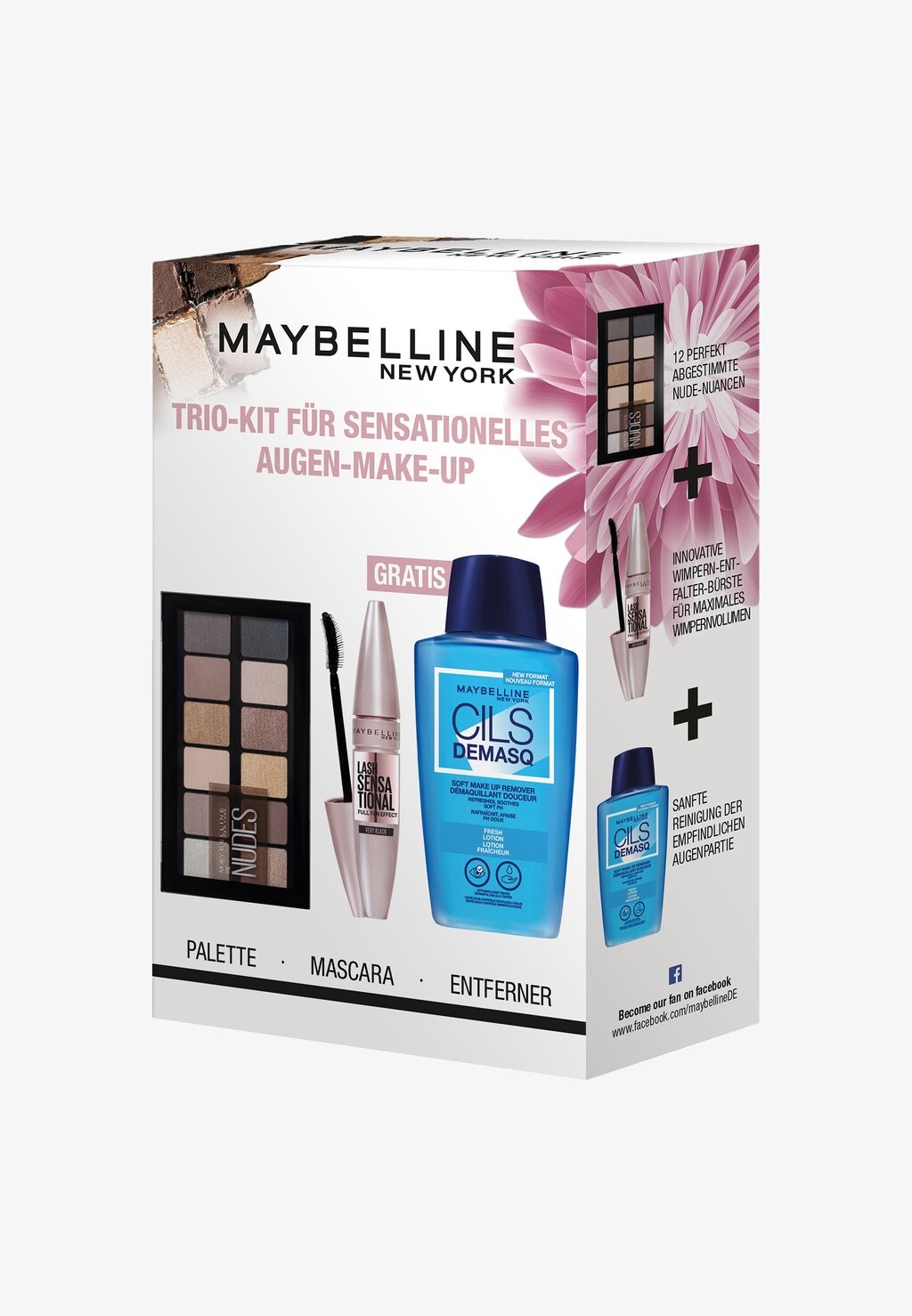 

Набор для макияжа Bestseller Gift Set Maybelline New York, цвет very black/the nudes/transparent