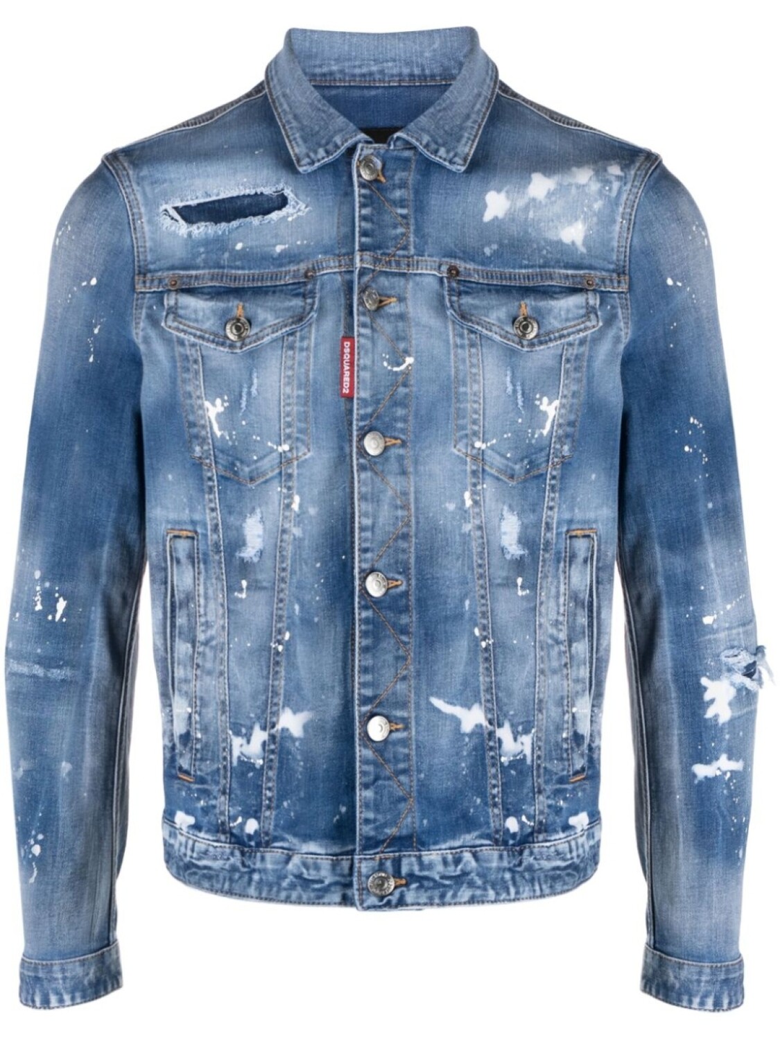

Dsquared2 джинсовая куртка Dan Jean с эффектом разбрызганной краски, синий