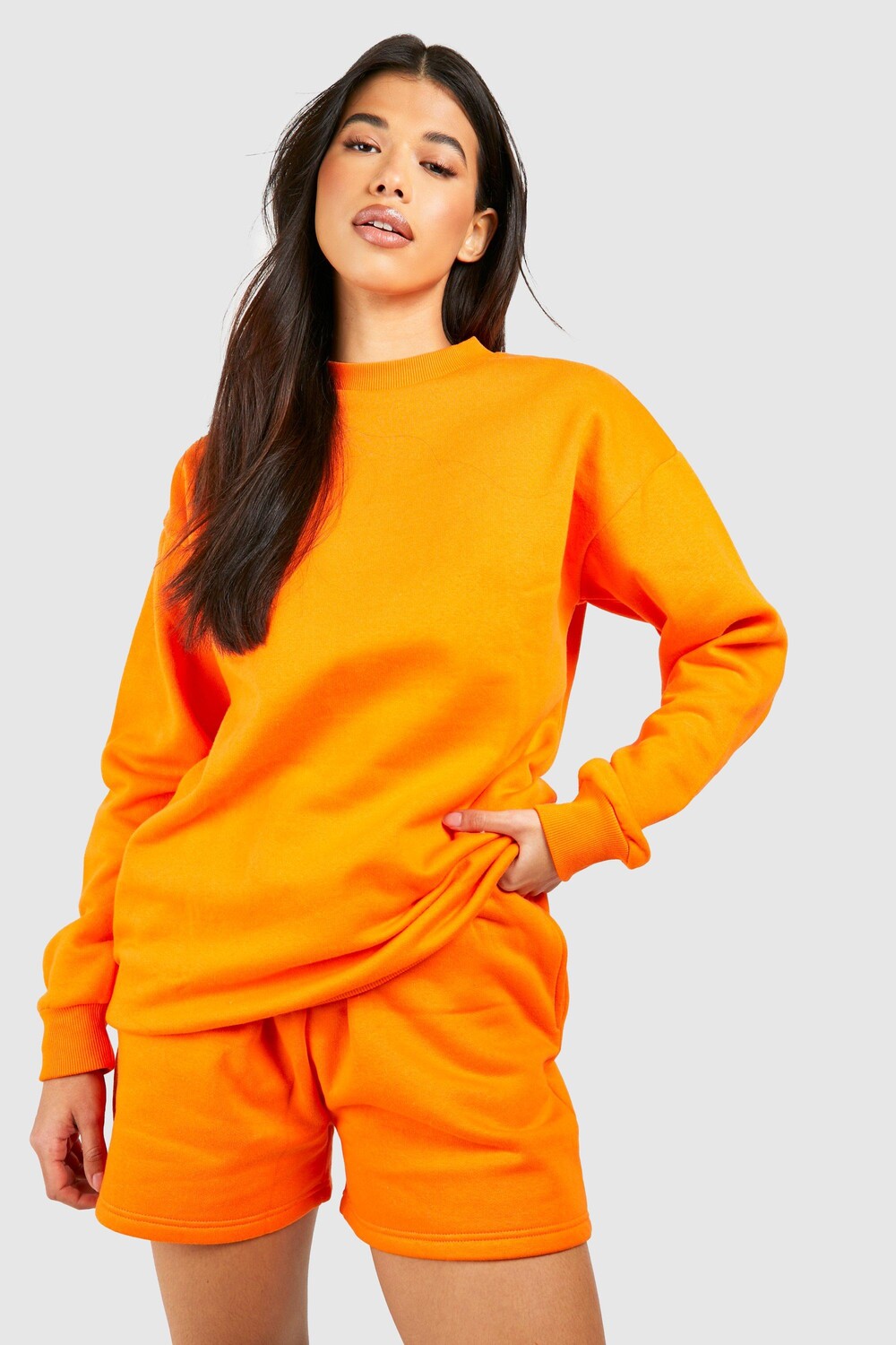 

Высокая однотонная толстовка короткий спортивный костюм Boohoo, оранжевый