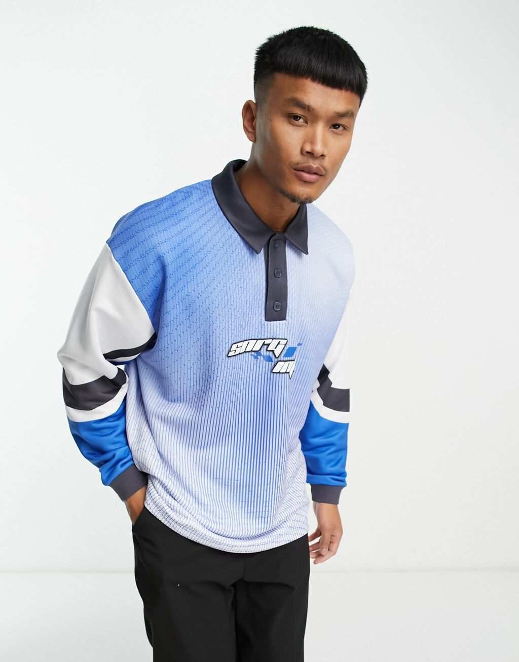 

Толстовка-поло оверсайз со спортивным принтом ASOS DESIGN