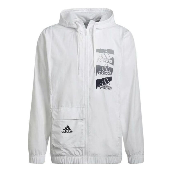 

Куртка adidas Logo Casual Sports Zipper Hooded Jacket White, мультиколор