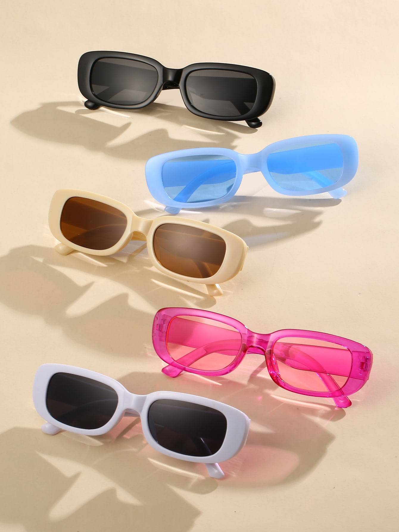 5 пар/компл. маленькие квадратные пляжные солнцезащитные очки в пластиковой оправе