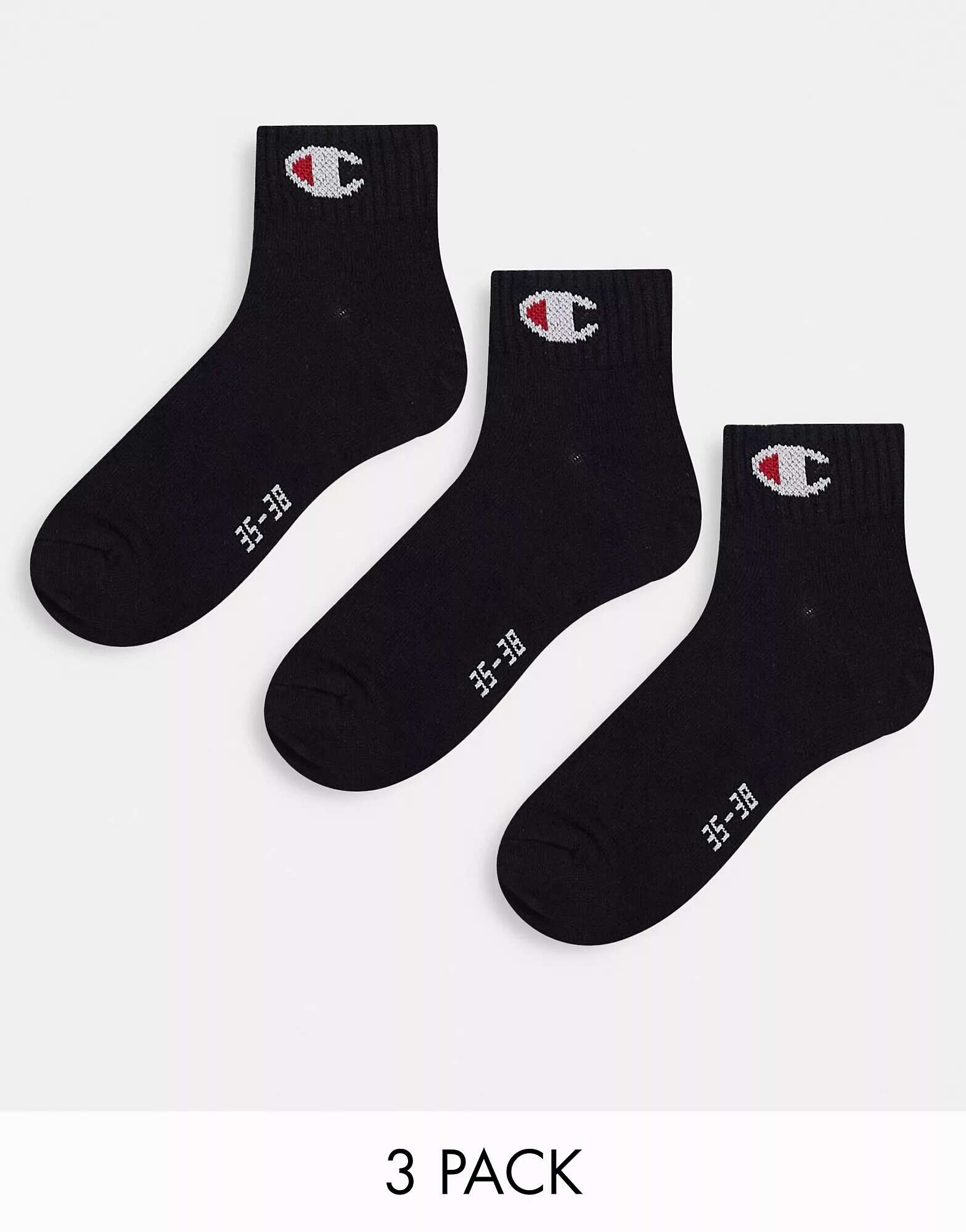 Три пары черных носков с логотипом Champion