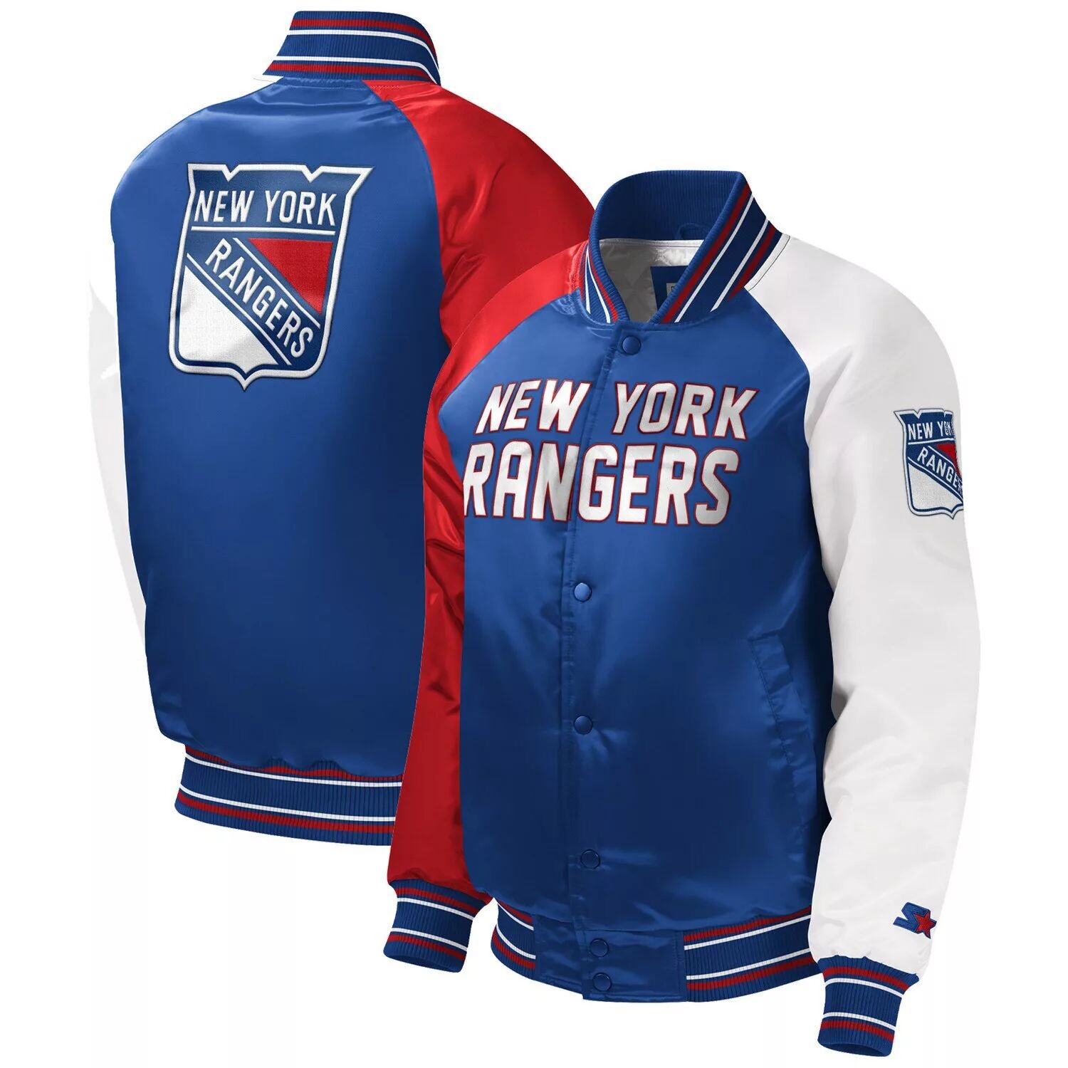 

Синяя университетская куртка с длинными кнопками Youth Starter New York Rangers Raglan Starter