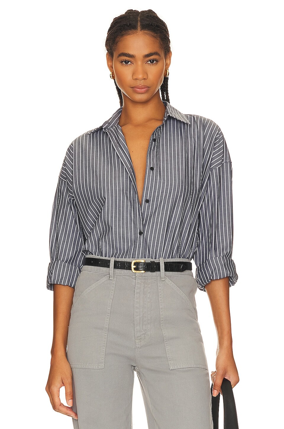 

Рубашка NILI LOTAN Mael Oversized, цвет Black & White Stripe