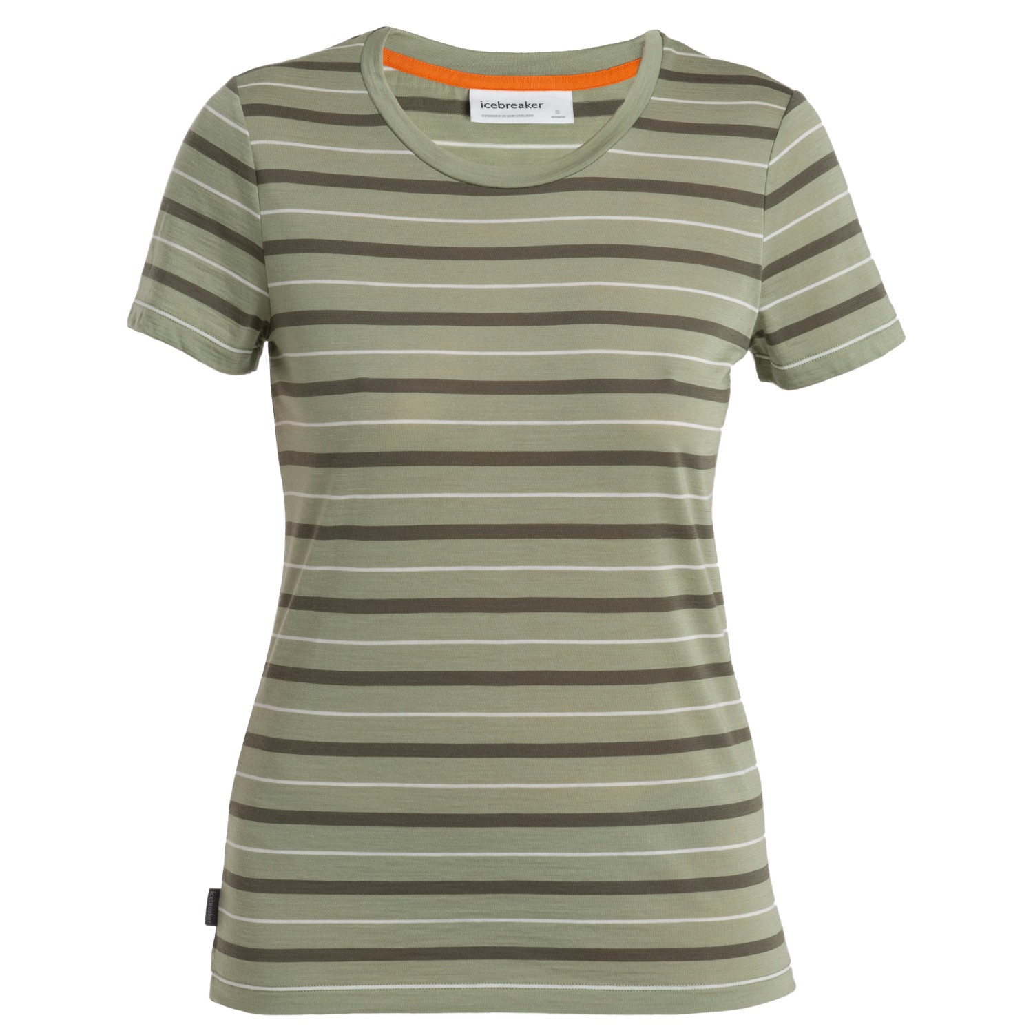 Рубашка из мериноса Icebreaker Women's Wave S/S Tee Stripe, цвет Lichen/Loden/Snow/Stripe