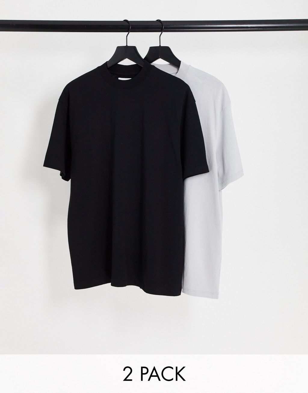 

Комплект оверсайз-футболок из двух черных и светло-серых цветов Topman, Черный
