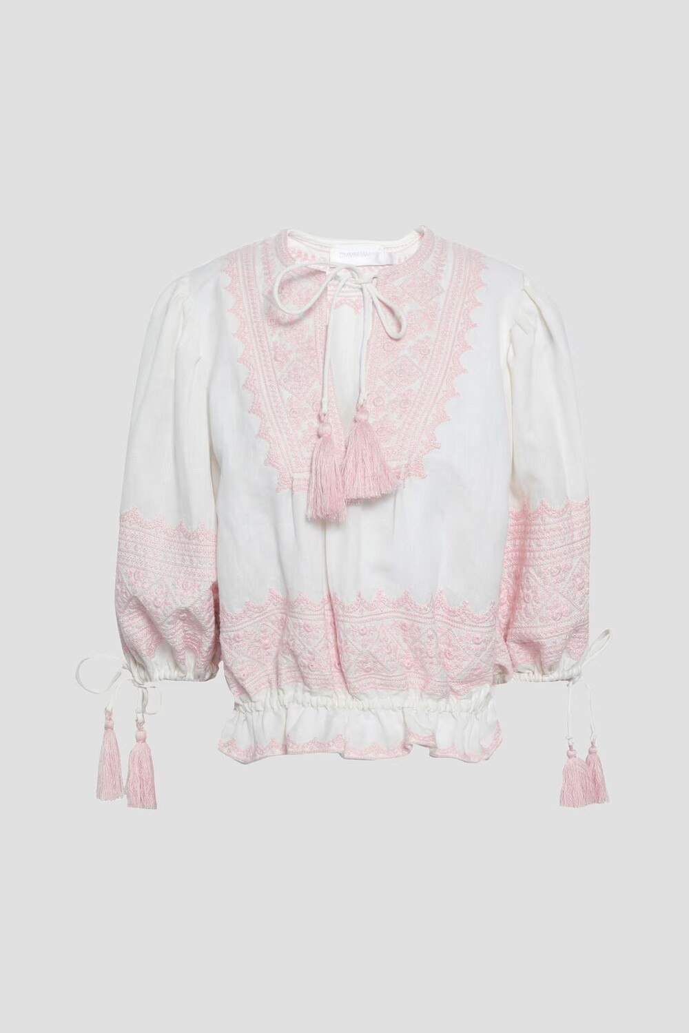 

Блуза Laelia из хлопка и льна с вышивкой Zimmermann, белый